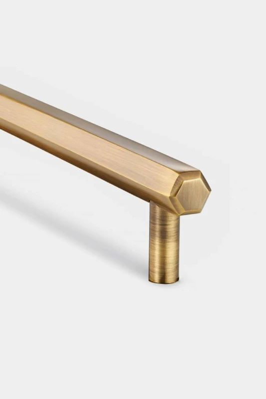 Image of PUSHKA HOME Solid Brass Hexagonal Bar Handle with Hole Centre 632mm - Antique Gold Gold Unisex