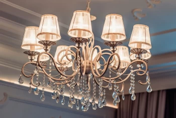 Image of Grace Chandelier White with Gold & Crystal, 10 Light, E14