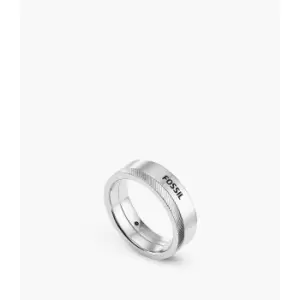 Image of Fossil Mens Chevron Stainless Steel Band Ring - Silver