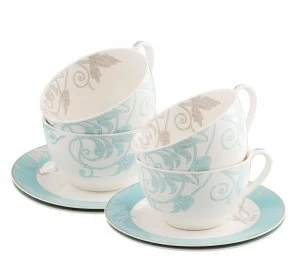 image of Belleek Living Novello Teacup and Saucer Set of 4