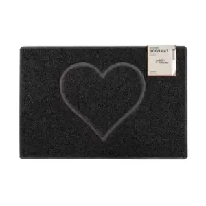 image of Oseasons Heart Large Embossed Doormat In Black With Open Back