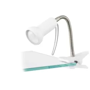 Image of Clip On Clamp Light Colour White & Silver In Line Switch Bulb E14 1x40W