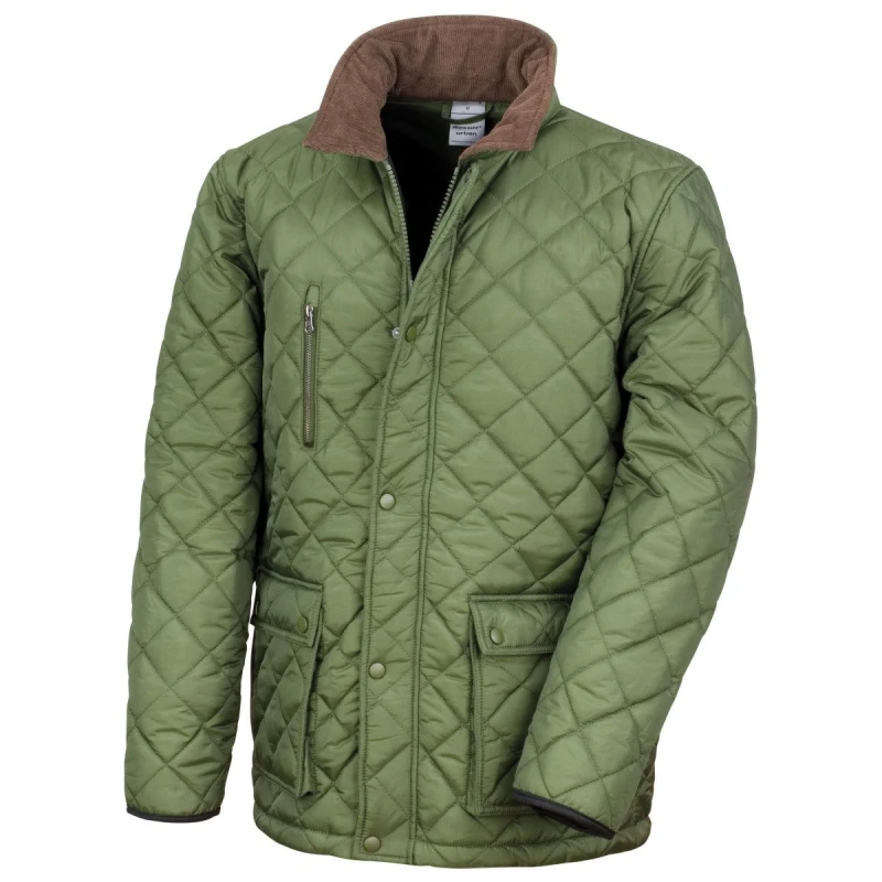 Image of Result Result Men Cheltenham Gold Fleece Lined Jacket (Water Repellent & Windproof) in Olive Size: X-Small Olive XS Male 5054752961282