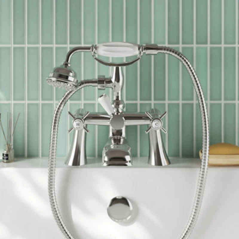 Image of nuie Beaumont 1/2" Bath Shower Mixer w/ Shower Kit - Chrome, Silver I304X