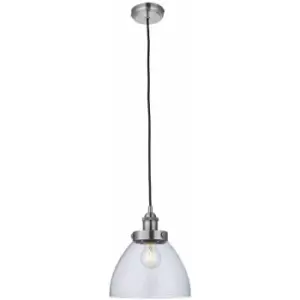 Image of Ceiling Pendant Light - Brushed Silver Paint & Clear Glass - 40W E27 - Dimmable