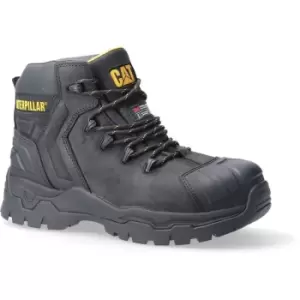 Image of Caterpillar Mens Everett S3 Grain Leather Safety Boots (10 UK) (Black) - Black