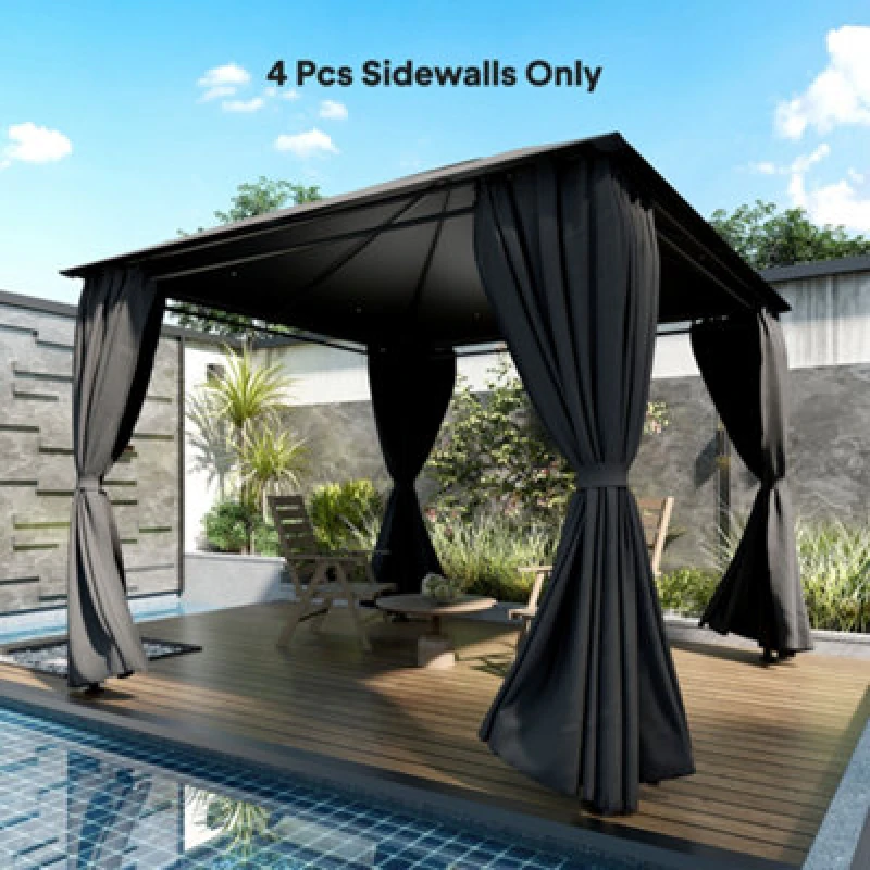 Image of OUTSUNNY 3 x 3m Gazebo Replacement Curtains Privacy Panel Set in Dark Grey Size: 3m x 3m Dark Grey Unisex 3m x 3m