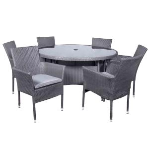 image of Royalcraft Malaga Rattan 6 Seater Fixed Dining Set - Garden & Outdoor