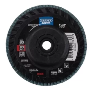 Image of Draper Expert Zirconium Oxide Flap Disc, 115mm, M14, 60 Grit