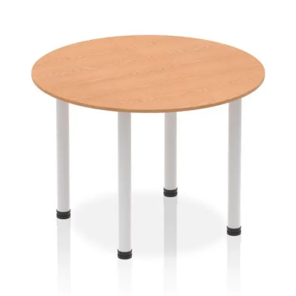 Image of Impulse Impulse 1000mm Round Table Oak Top Silver Post Leg IPLCT10OAK
