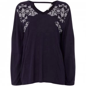 image of Maison De Nimes Embroidered Jersey Top - Navy