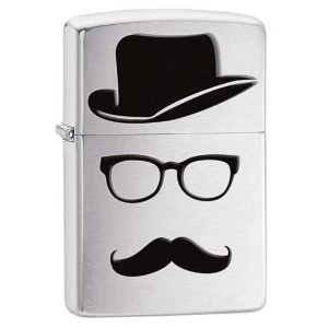 Image of Zippo Moustache and Hat Brushed Chrome Windproof Lighter