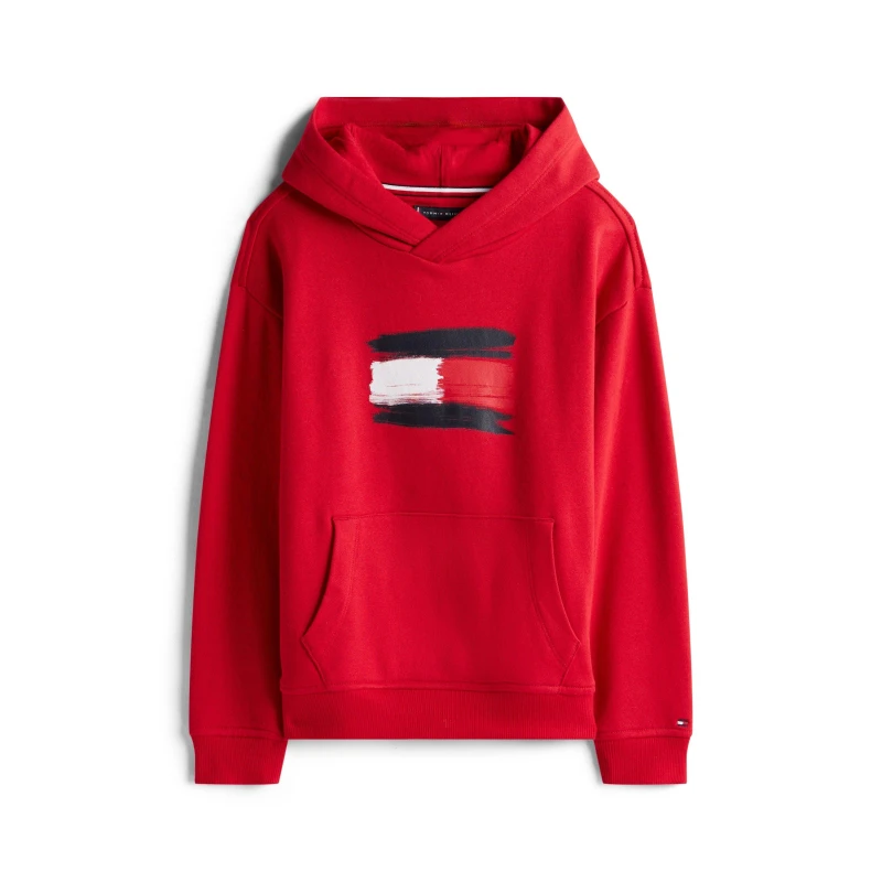 Image of Tommy Hilfiger Kids Flag Pull Over Hoodie Red XLD male 12Y