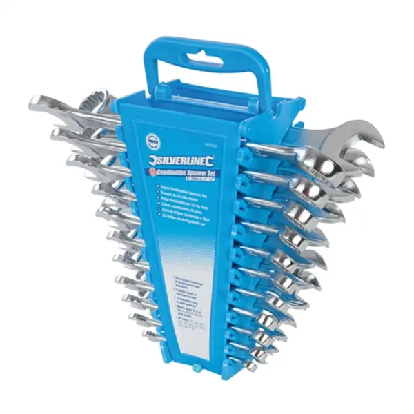 Image of Silverline Combination Spanner Set 22pce - 6 - 22mm & 1/4 - 7/8", Drop Forged