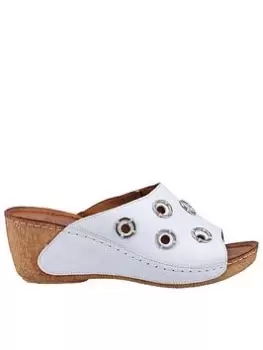 image of Riva Riva Santa Fe Wedge Sandals, White, Size 5, Women