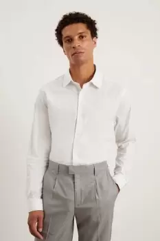 Image of Mens White Tailored Fit Pure Cotton Twill Shirt