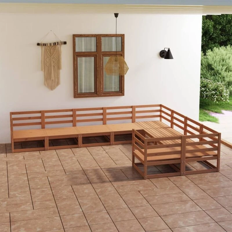 Image of VIDAXL 9 Piece Garden Lounge Set Solid Pinewood Vidaxl 8720286470909