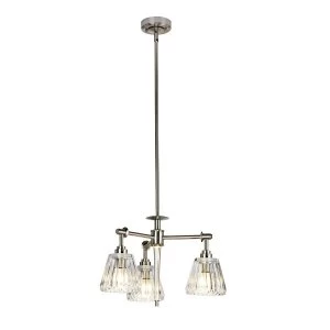 Image of 3 Light Multi Arm Ceiling Pendant Light Brushed Nickel IP44, G9