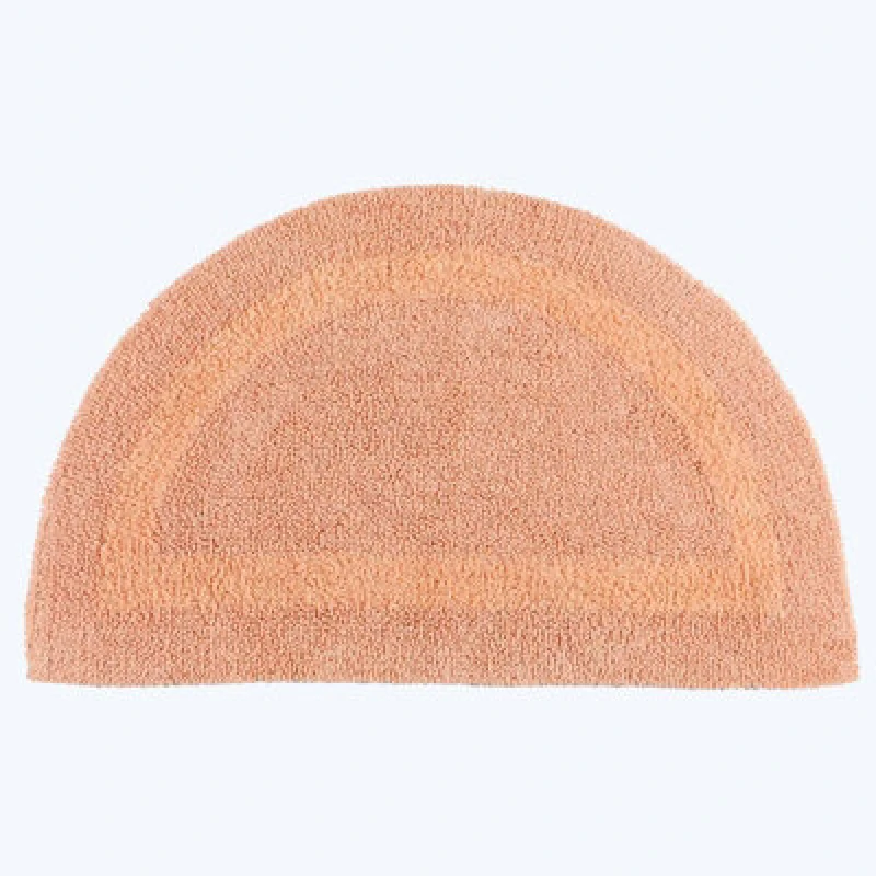 Image of Homescapes Luxury Reversible Semi Circle Bath Mat - Peach