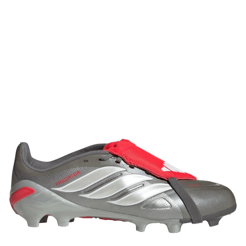 Image of adidas Predator Fold-Over Tongue League Firm Ground Football Boots Juniors Grey/Red unisex 3 (35.5)