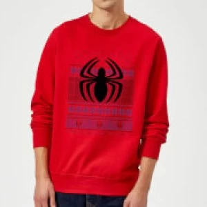 Image of Marvel Avengers Spider-Man Logo Christmas Sweatshirt - Red - L