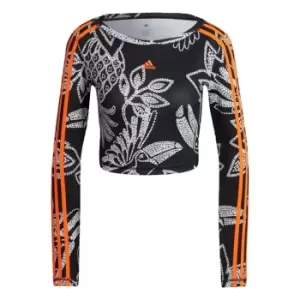Image of adidas FARM Rio Crop Long Sleeve Sweatshirt Womens - Black / App Signal Orange
