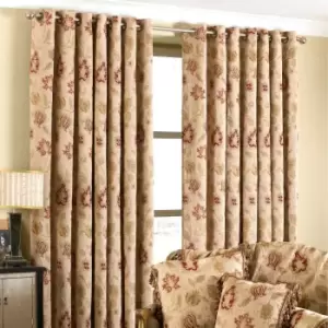 Image of Paoletti Zurich Jacquard Floral Ringtop Eyelet Curtains (Pair) Polyester Champagne (168X229Cm)