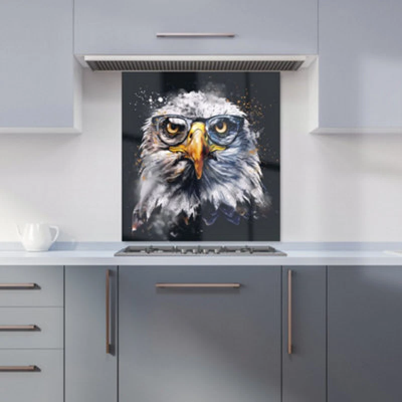 Image of Warren Reed - Designer Eagle In Glasses Splashart Kitchen Splashback W700Mm X H750Mm, Multi WR00902-P448