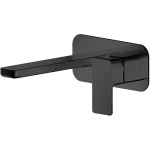 Nuie - Windon 2-Hole Wall Mounted Basin Mixer Tap with Plate - Matt Black