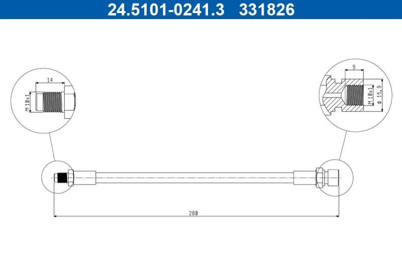 Image of ATE 24.5101-0241.3 Brake Hose Brake Hose (83)