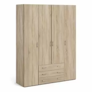 Image of Space Wardrobe 4 Doors 3 Drawers In Oak Effect 2000