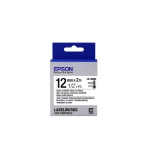 Image of Epson LK-4WBH Black on White Labelling Tape 12mm x 2m