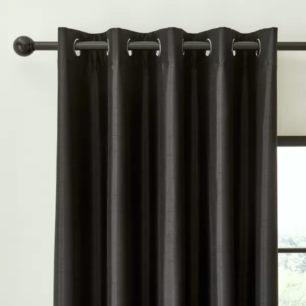 image of 'Faux Silk Blackout' Curtains Two Panels