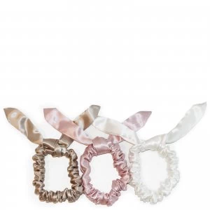 image of Slip Silk Bunny Scrunchies - Caramel/Pink/White (Pack of 3)