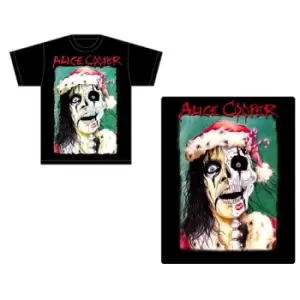 Image of Alice Cooper - Xmas Card Unisex X-Large T-Shirt - Black