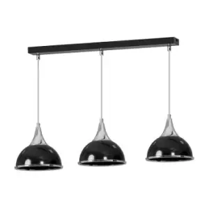 Image of Emibig Polo Black Bar Pendant Ceiling Light 3x E27