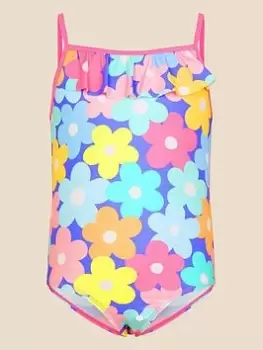 Image of Accessorize Girls Retro Floral Swimsuit - Multi, Size Age: 5-6 Years, Women