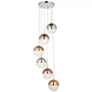 image of Endon Paloma Plate Pendant Ceiling Lamp, Chrome Plate With Chrome, Copper, Gold, Glass