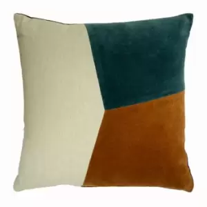 image of Solomon Colour Block Cushion Pine/Ginger/Plum, Pine/Ginger/Plum / 45 x 45cm / Polyester Filled