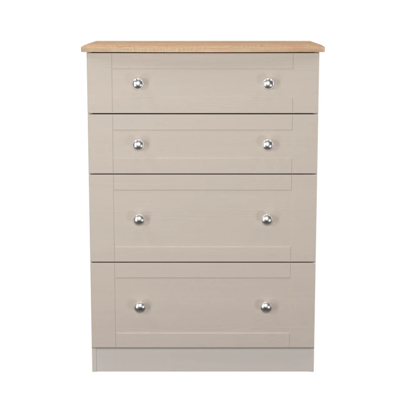 Image of Welcome Furniture Ready Assembled Sussex 4 Drawer Deep Chest In Kashmir Ash & Bardolino Oak, Cream SUS050KABO