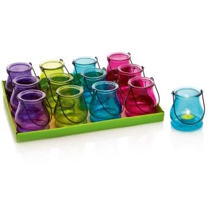 Image of Premier Decorations Ltd Coloured Glass Tea light Holder - Assorted