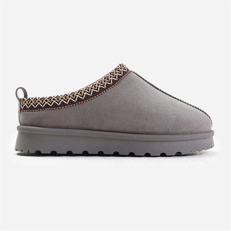 Image of Where's That From 'Oak' Aztec Detail Faux Fur Lining Mini Boots Grey