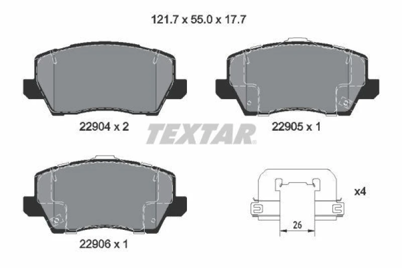 Image of Brake pad set TEXTAR 2290401