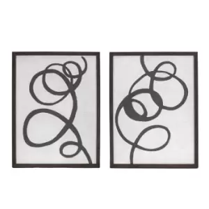 image of Set of 2 Abstract Whirl Design Framed Art