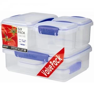 Image of Sistema Klip It 6 Pack Food Storage Boxes Value Pack