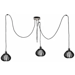 image of Keter Nicoleta Cluster Pendant Ceiling Light Black And Natural, 3x E27