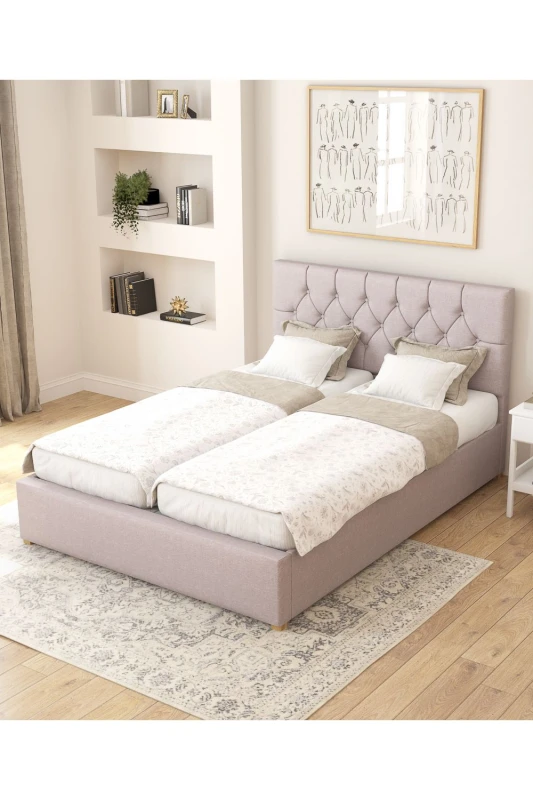Image of Aspire Aspire Olivier Electric Adjustable Bed Upholstered in Eire Linen Fabric with Pocket Sprung Mattress UK Made in Grey Size: Single Grey Single