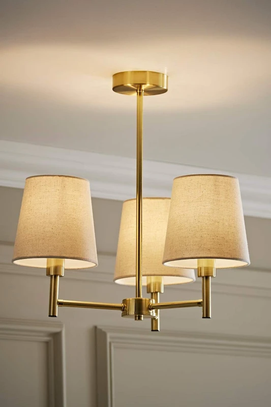 Image of ValueLights ValueLights Kincaid 3 Arm Tapered Shade Chandelier Style Ceiling Light with Bulbs in Gold Gold One Size Unisex 5059406070945