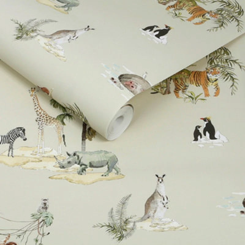 Image of Sophie Allport Animals Of The World Hambleton Sage Wallpaper
