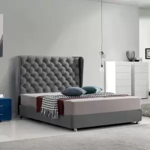 Image of Ondra Bed Small Double Plush Velvet Grey